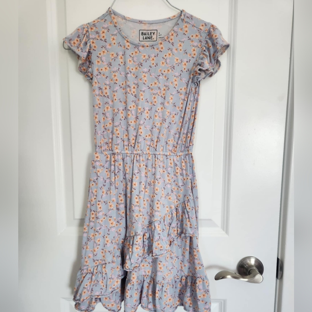 Girls light blue floral dress size 6-7